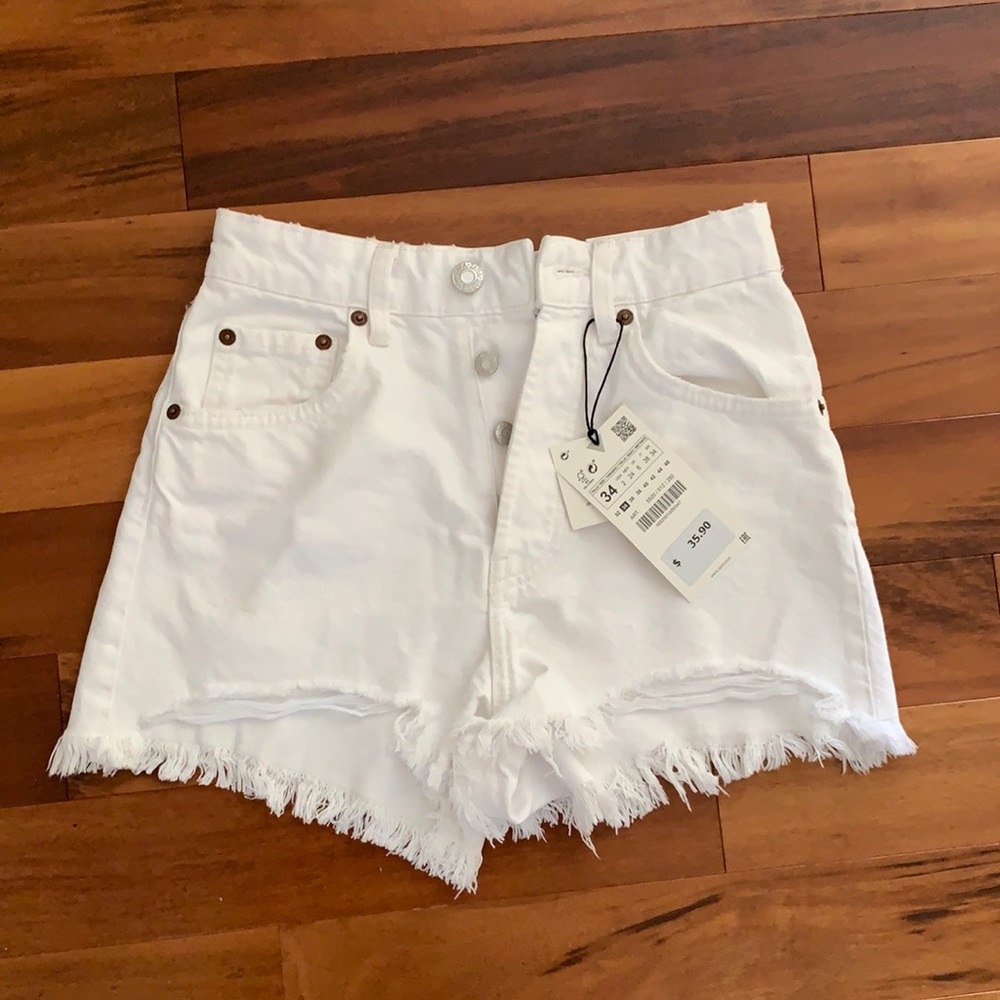 Zara white jean shorts